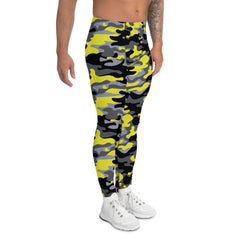 Gray and Yellow Camo Leggings for Men - VirtuousWares:Global