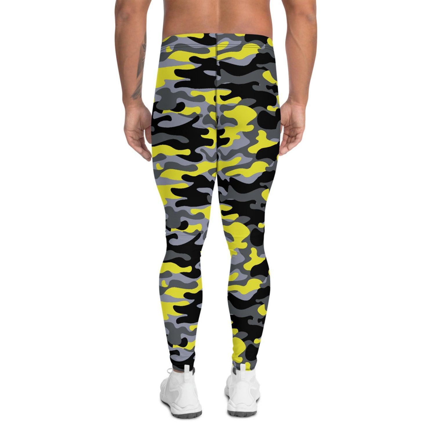 Gray and Yellow Camo Leggings for Men - VirtuousWares:Global