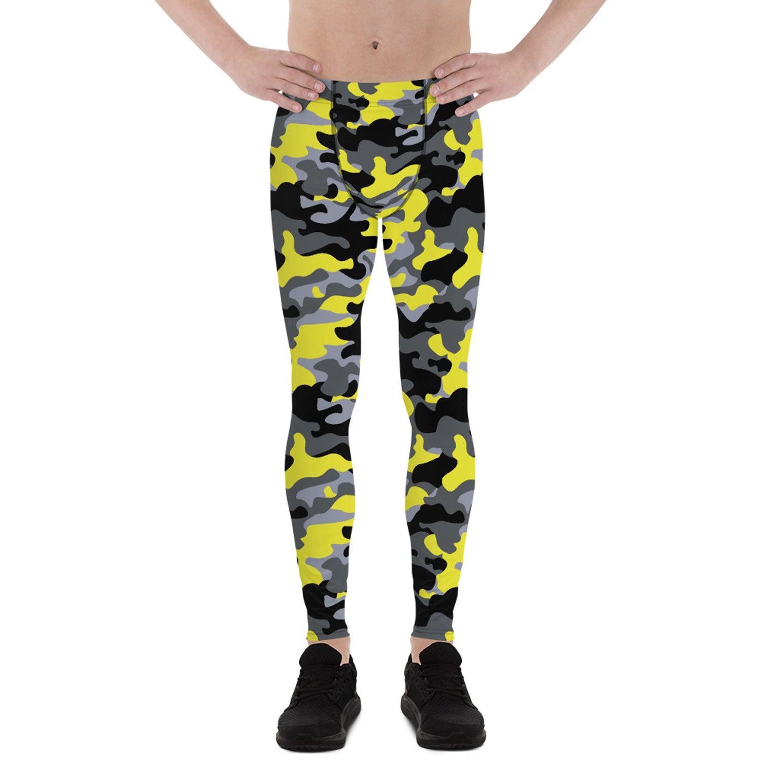 Gray and Yellow Camo Leggings for Men - VirtuousWares:Global