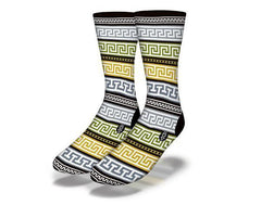 GREEK KEY PATTERN Fun Greek Socks - VirtuousWares:Global
