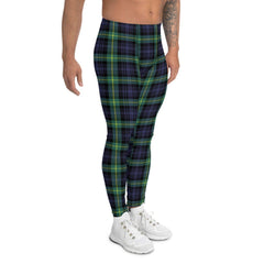 Green and Blue Plaid Tartan Leggings for Men - VirtuousWares:Global