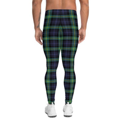 Green and Blue Plaid Tartan Leggings for Men - VirtuousWares:Global