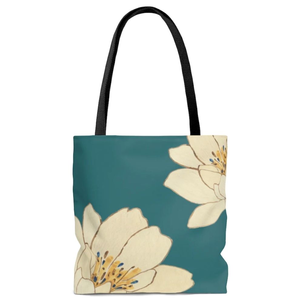 Green Floral Beach Shopper Tote Bag Medium - VirtuousWares:Global