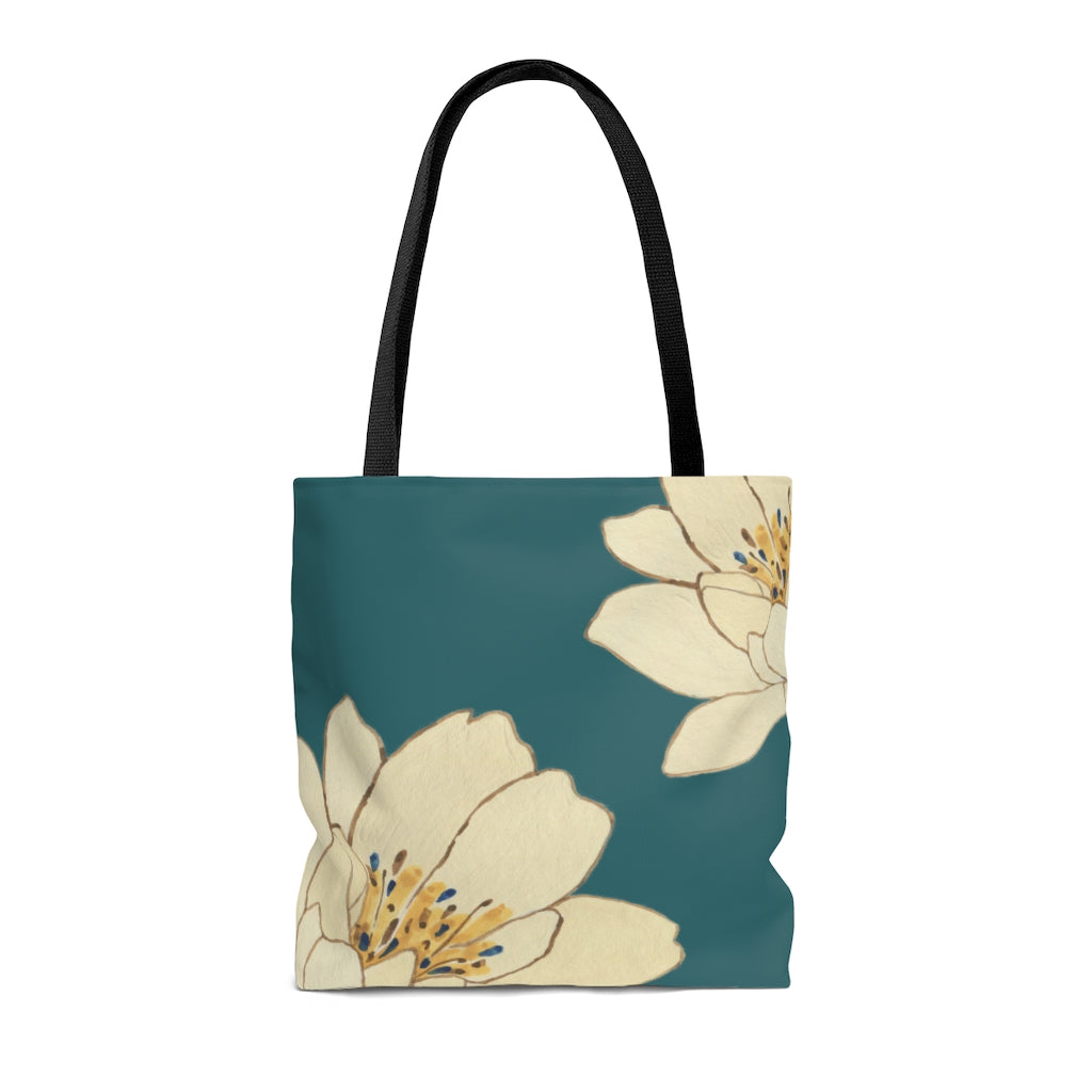 Green Floral Beach Shopper Tote Bag Medium - VirtuousWares:Global