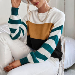 Green Long-sleeved Knitted Sweater Pullover - VirtuousWares:Global