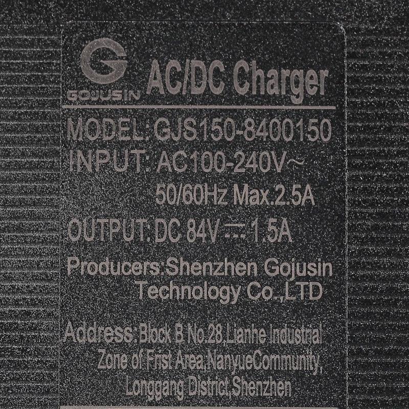 GX16 3-Pin 84V 1.5A AC/DC Li-ion Battery Charger for 72V Model of ZERO - VirtuousWares:Global