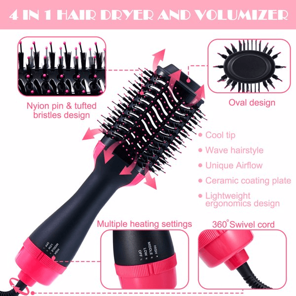 Hair Dryer Hot Air Brush Styler and Volumizer Hair Straightener - VirtuousWares:Global