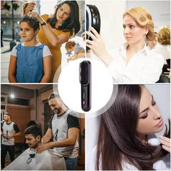 Hair Straightener Brush Electric Hot Comb With 3 Heating Settings USB - VirtuousWares:Global