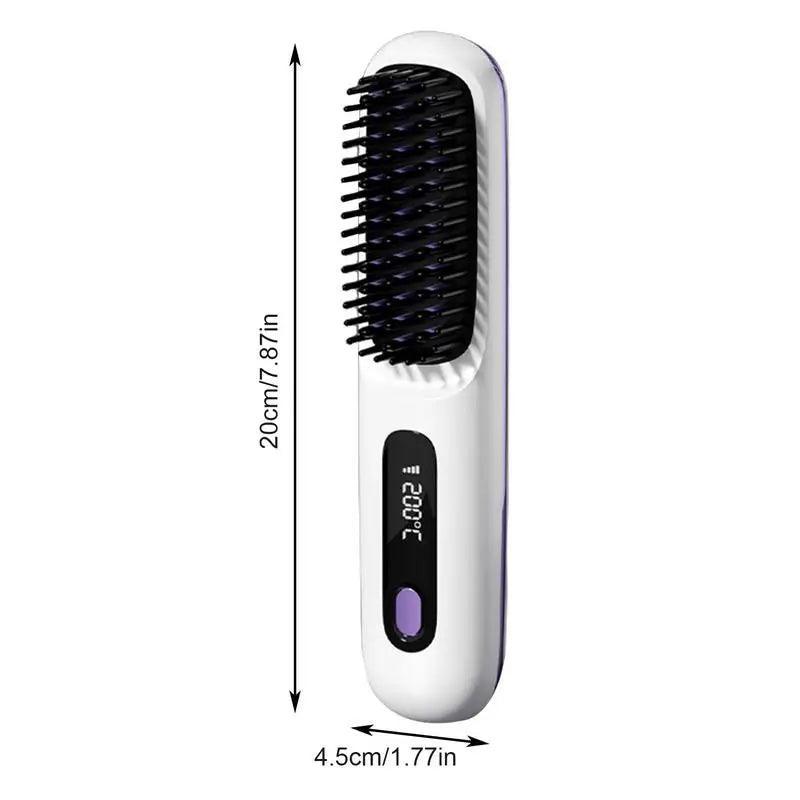 Hair Straightener Brush Electric Hot Comb With 3 Heating Settings USB - VirtuousWares:Global