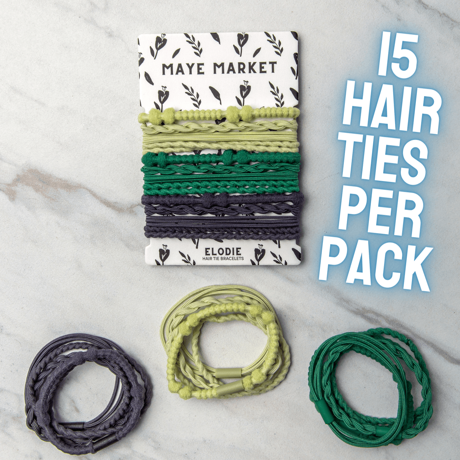 Hair Tie Bracelet Set of 15: Handmade Braided Rope Hair Elastics - VirtuousWares:Global