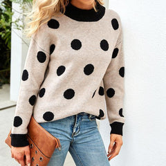 Half Turtleneck Women Polka Dot Jumper Knitwear - VirtuousWares:Global