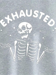 Halloween TWEEN Sweatshirt - Exhausted Skelly Skeleton (Gray) - VirtuousWares:Global