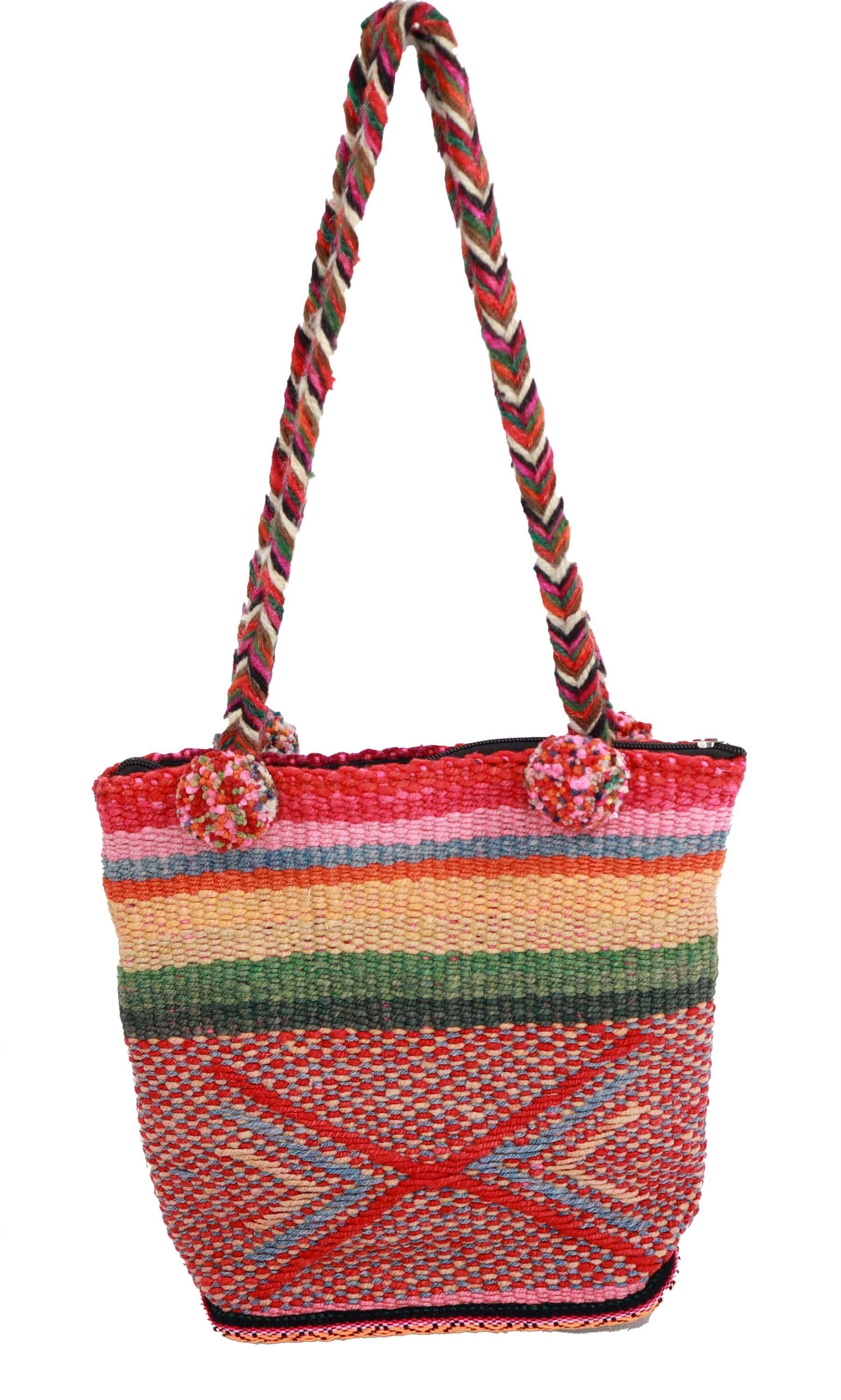 Hand Braided, Pom-Pom Shoulder Bag - VirtuousWares:Global