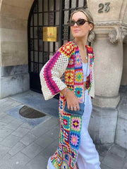 Hand Knitted Cardigan Open Stitch Crochet Jacket - VirtuousWares:Global