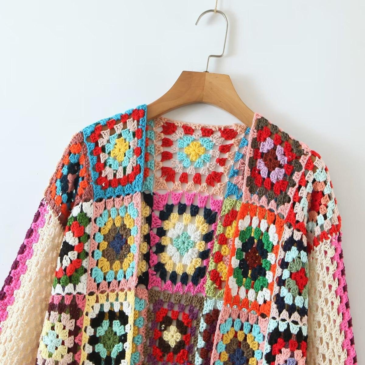 Hand Knitted Cardigan Open Stitch Crochet Jacket - VirtuousWares:Global