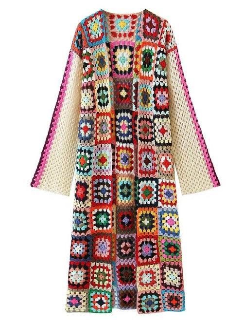 Hand Knitted Cardigan Open Stitch Crochet Jacket - VirtuousWares:Global