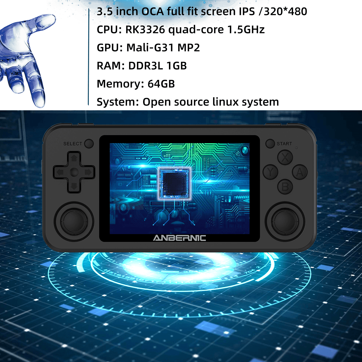 Handheld Gaming Console 3.5 inch Screen Retro Game Player - VirtuousWares:Global