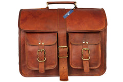 Handmade 16" -18" Leather Laptop Messenger Crossbody Bag For Unisex. - VirtuousWares:Global