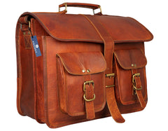 Handmade 16" -18" Leather Laptop Messenger Crossbody Bag For Unisex. - VirtuousWares:Global