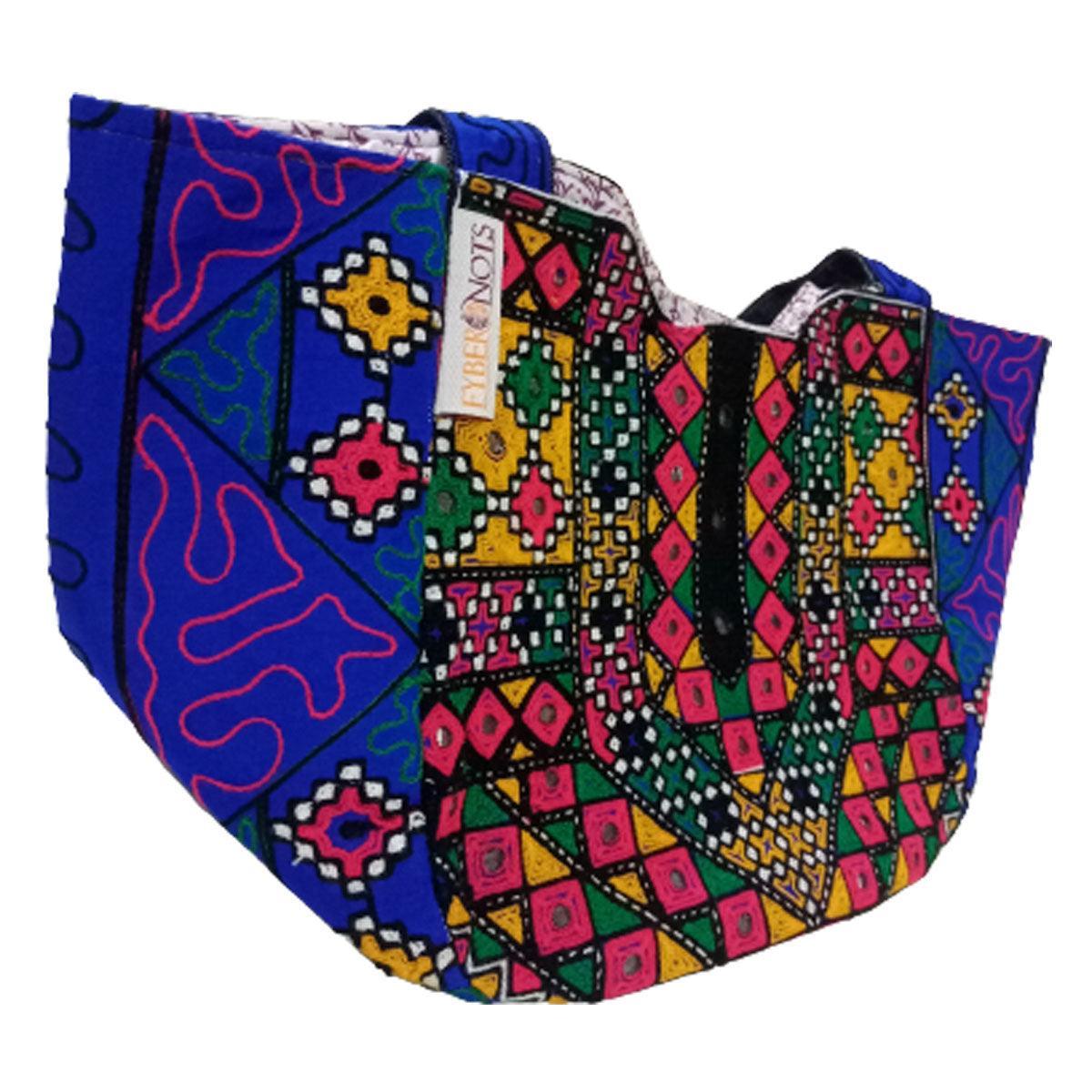 Handmade Antique Blue Stone Tote Bag - VirtuousWares:Global