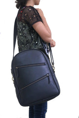 Handmade Black Leather Backpack For Unisex . - VirtuousWares:Global