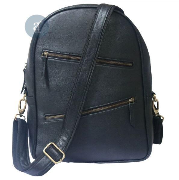 Handmade Black Leather Backpack For Unisex . - VirtuousWares:Global