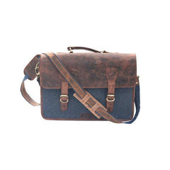 Handmade Buffalo Canvas Leather Messenger Laptop Bag For Unisex - VirtuousWares:Global