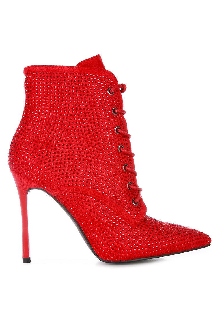 head on faux suede diamante ankle boots - VirtuousWares:Global