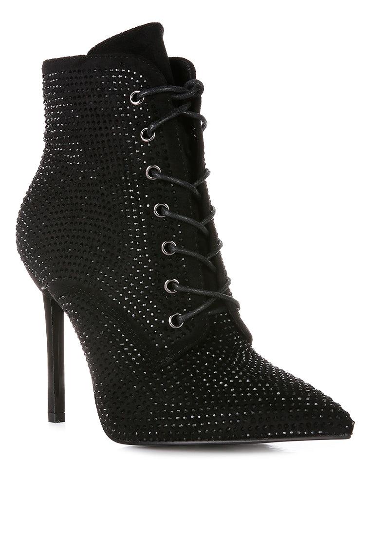 head on faux suede diamante ankle boots - VirtuousWares:Global