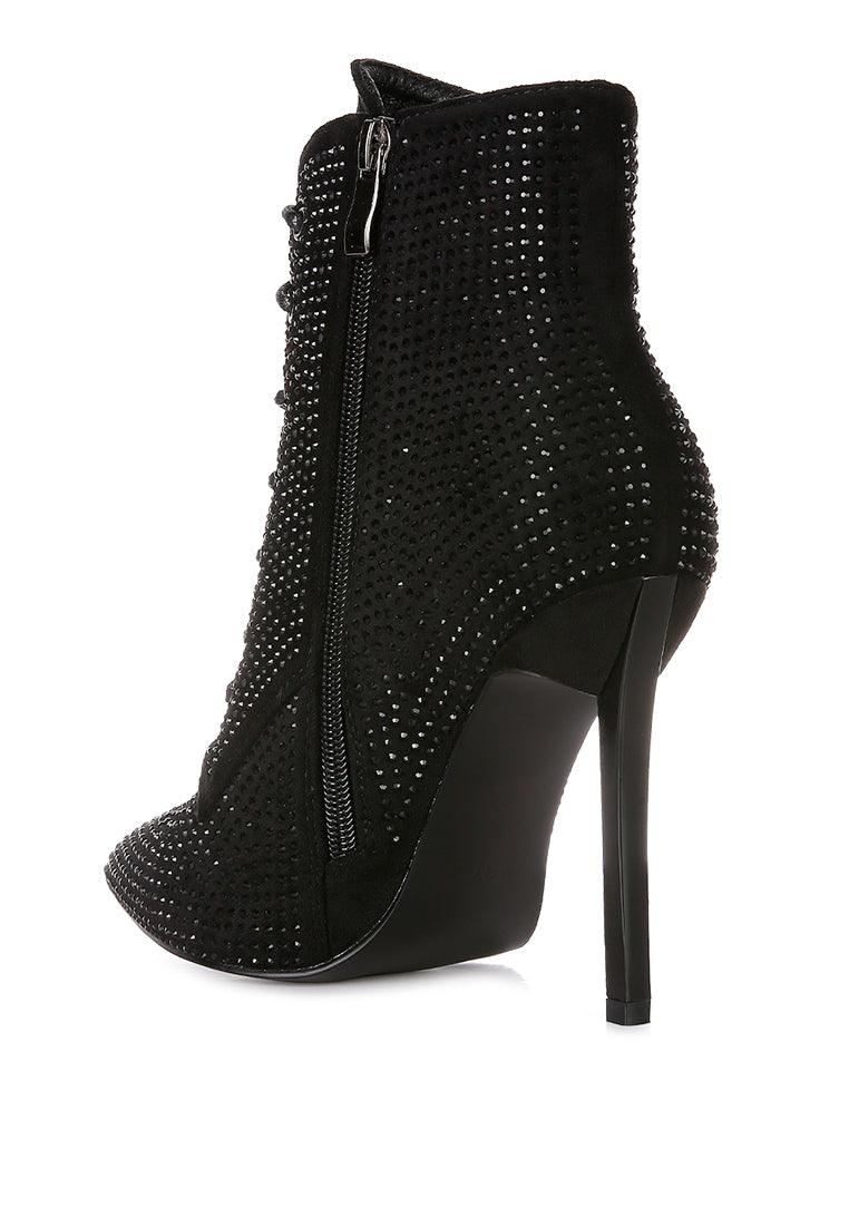 head on faux suede diamante ankle boots - VirtuousWares:Global