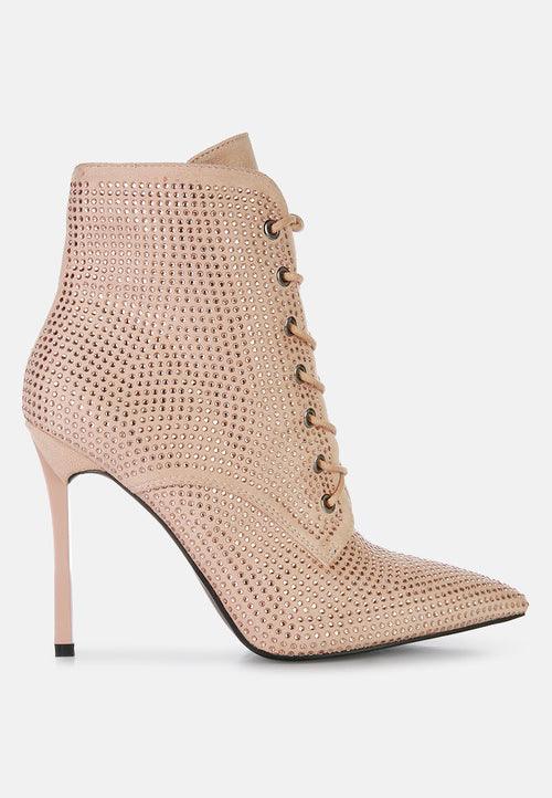 head on faux suede diamante ankle boots - VirtuousWares:Global