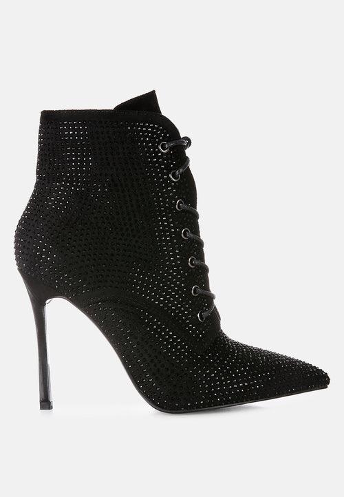 head on faux suede diamante ankle boots - VirtuousWares:Global