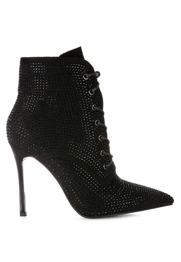 head on faux suede diamante ankle boots - VirtuousWares:Global