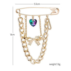 Heart Bow Chain with Tassels Brooch - VirtuousWares:Global