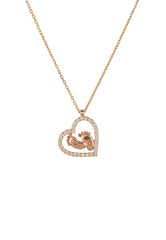 Heart Mum Pendant Necklace Rosegold
