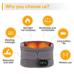 Heat Therapy Lumbar Brace Support Massager Waist Massager Back Belt - VirtuousWares:Global