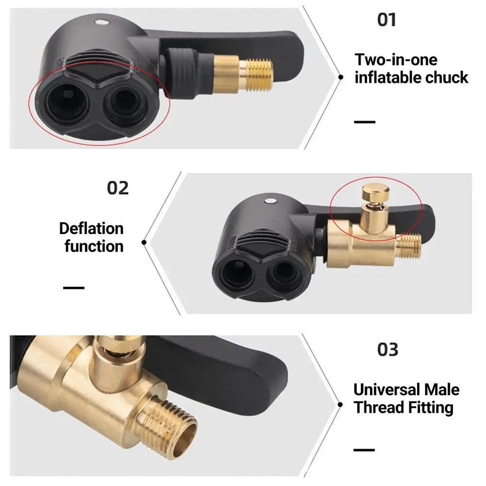 Helpful 2 in 1 Air Compressor Adapter Portable Deflation Valve Presta - VirtuousWares:Global