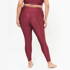 Hi-Rise Square Pocket Leggings - Pomegranate Linear Pattern - VirtuousWares:Global