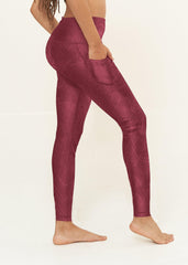 Hi-Rise Square Pocket Leggings - Pomegranate Linear Pattern - VirtuousWares:Global