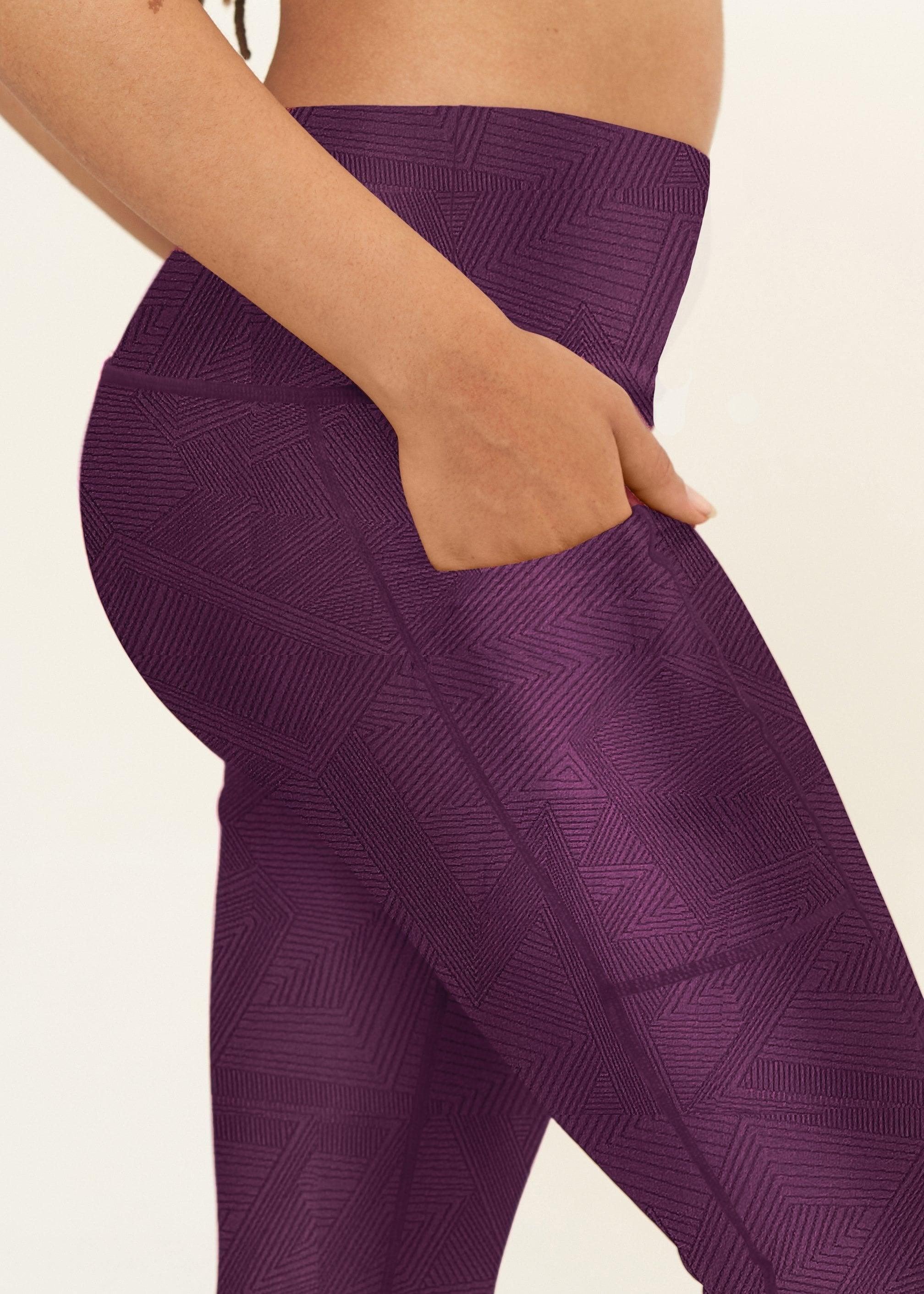 Hi-Rise Square Pocket Leggings - Sangria Geo Pattern - VirtuousWares:Global