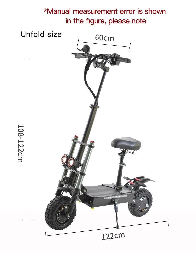 High Power Electric Scooter Dual-Drive 5600W Motors Up To 50 MPH 11 Inch Tubeless Off Road Tires With Detachable Seat - VirtuousWares:Global