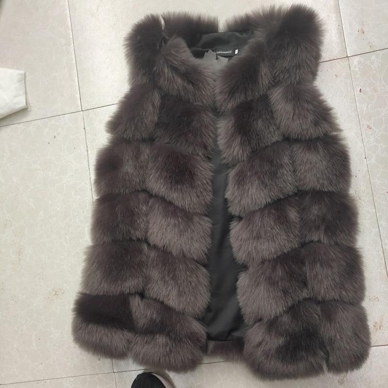 High quality Fur Vest coat Luxury Faux Fox Warm Women Coat Vests - VirtuousWares:Global