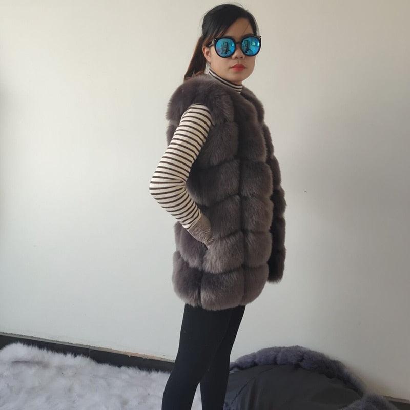 High quality Fur Vest coat Luxury Faux Fox Warm Women Coat Vests - VirtuousWares:Global