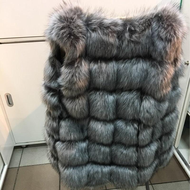 High quality Fur Vest coat Luxury Faux Fox Warm Women Coat Vests - VirtuousWares:Global