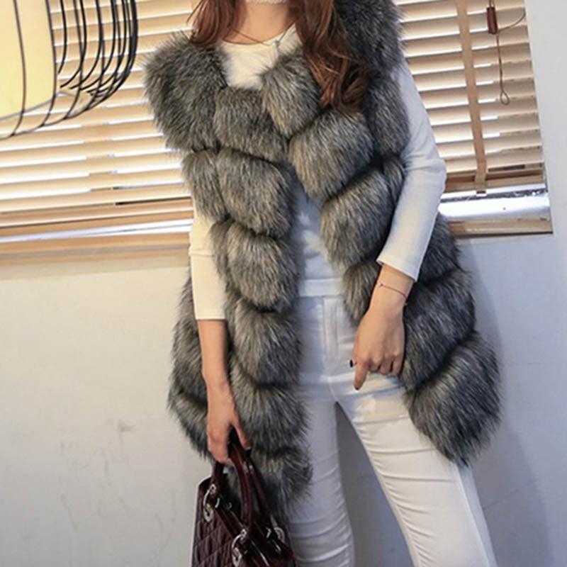 High quality Fur Vest coat Luxury Faux Fox Warm Women Coat Vests - VirtuousWares:Global