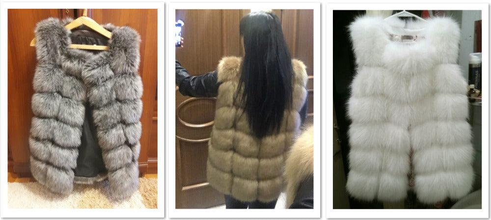 High quality Fur Vest coat Luxury Faux Fox Warm Women Coat Vests - VirtuousWares:Global