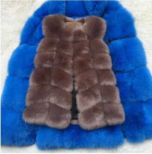 High quality Fur Vest coat Luxury Faux Fox Warm Women Coat Vests - VirtuousWares:Global