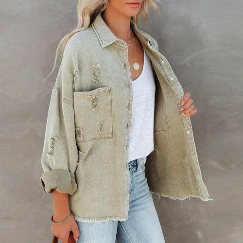 High Street Denim Short Jacket Long Sleeves Buttons Cardigans - VirtuousWares:Global