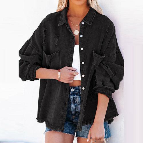 High Street Denim Short Jacket Long Sleeves Buttons Cardigans - VirtuousWares:Global