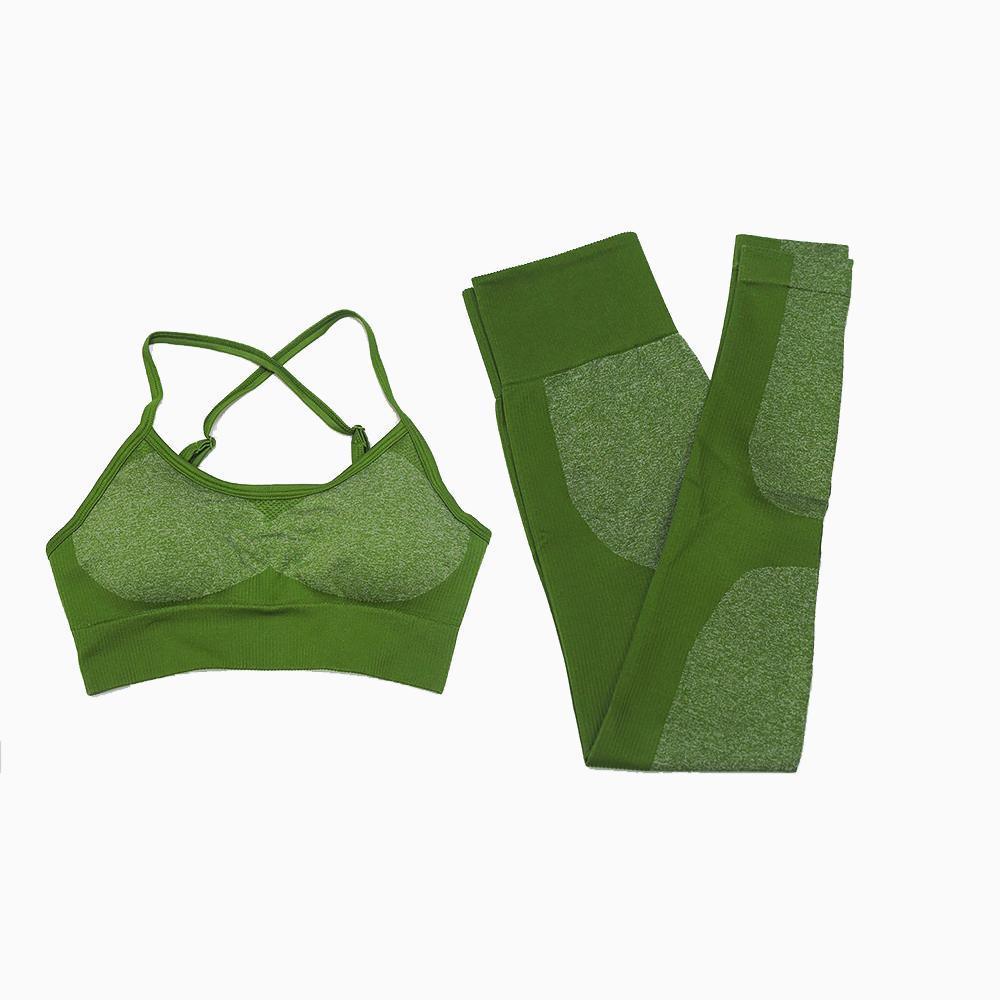 High Waist Athletic Seamless Yoga Leggings And Stretch Sports Bra - VirtuousWares:Global